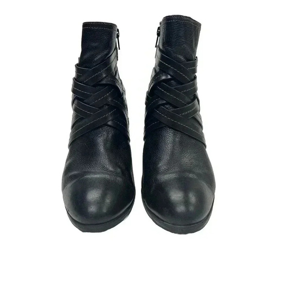 SOFFT Women's Brown Leather Heel Strappy Buckle Zippered Ankle Boots size 10 M - Picture 4 of 11